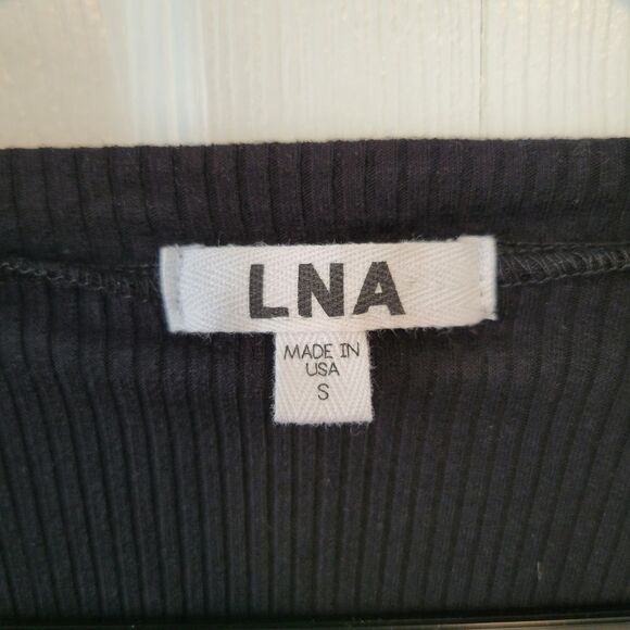 LNA Black Ribbed V-Neck Bodycon Mini Dress Size Small - Picture 4 of 5